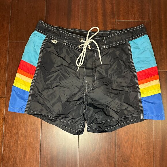 Sundek Men’s Swim Shorts – Size Small (28–30) Black with Rainbow Stripe | 8/10 - Picture 1 of 13